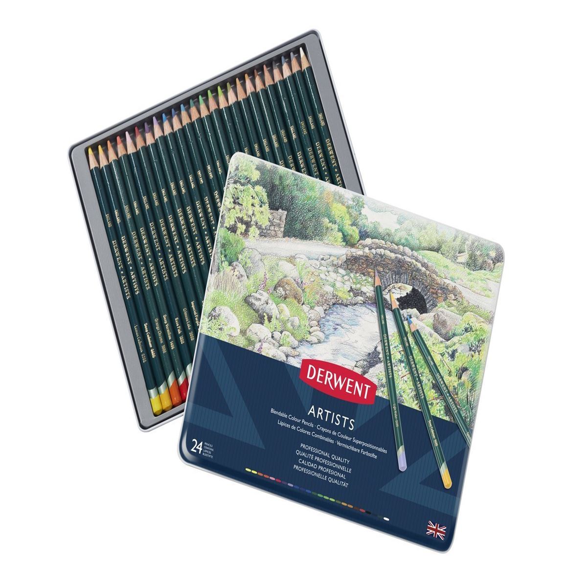 DERWENT ARTİSTS KURUBOYA 24 RENK METAL KUTU DW32093 1