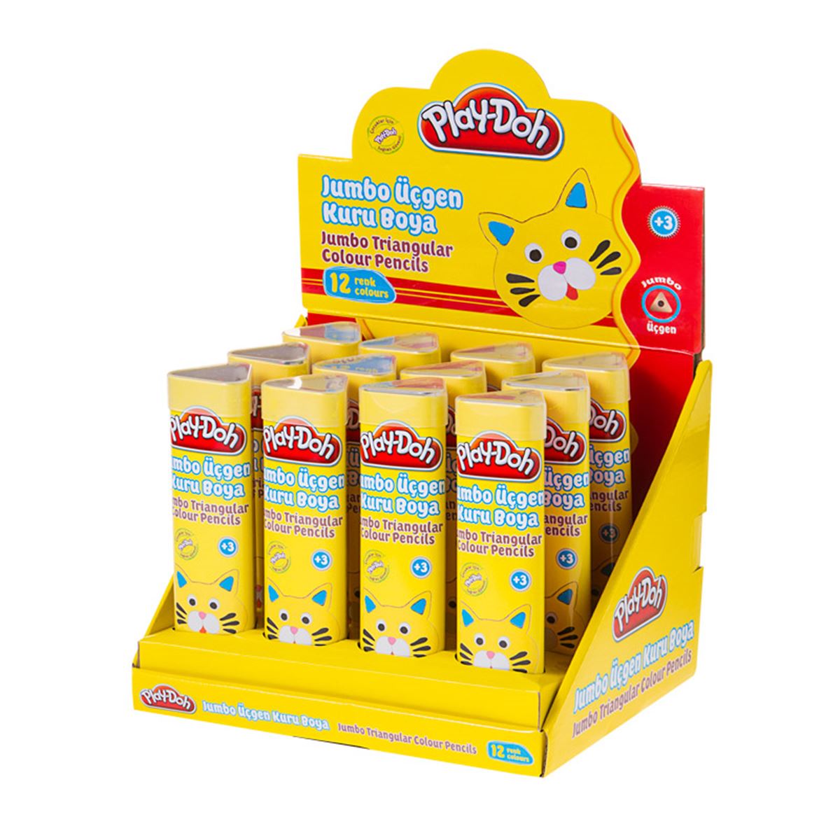 PLAYDOH KURUBOYA JUMBO ÜÇGEN 12 RENK METAL TÜP KU006 1