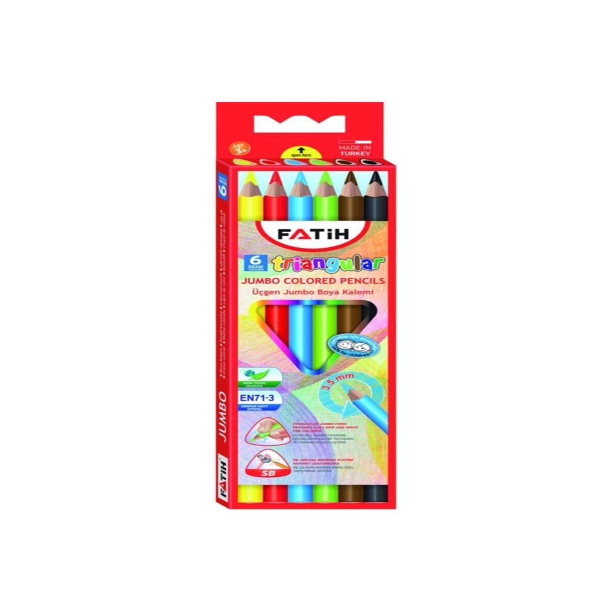 FATİH KURUBOYA TRİANGULAR JUMBO ÜÇGEN 6 RENK UZUN 12 Lİ PAKET 33490-6 1
