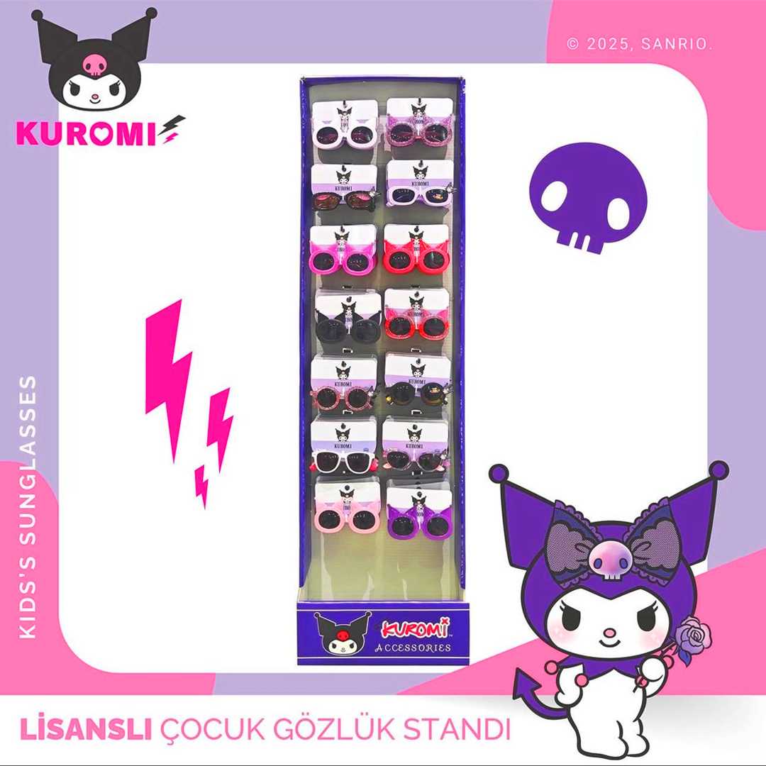 LİSANSLI KUROMİ ÇOCUK GÜNEŞ GÖZLÜĞÜ STANDI KARIŞIK 100 LÜ 1