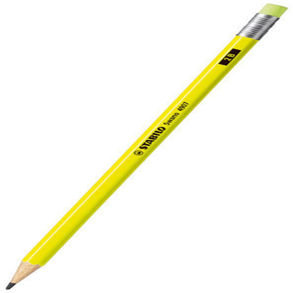 STABİLO KURŞUN KALEM 4907-2B-24 NEON SİLGİLİ SARI 12 Lİ 1