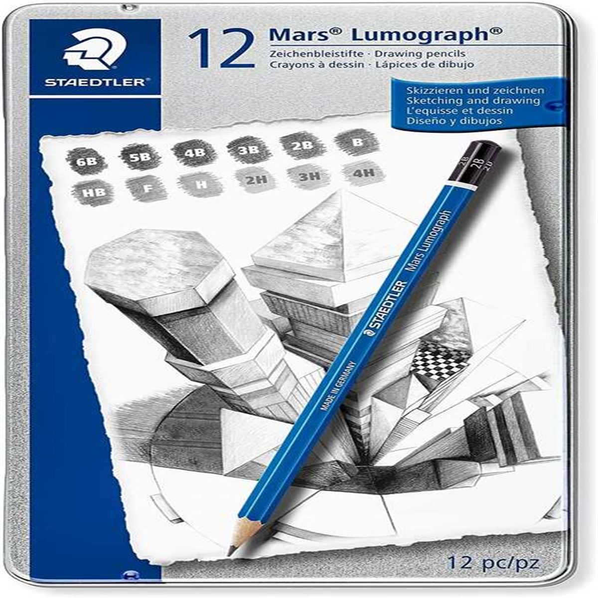 STAEDTLER KURŞUN KALEM MARS LUMOGRAPH METAL KUTU 12 Lİ G12 1