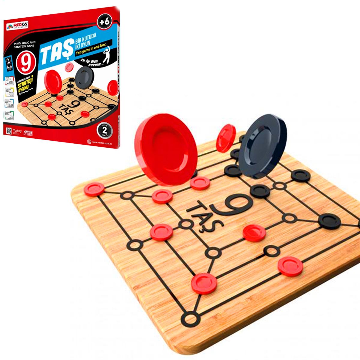 REDKA 9 TAŞ 3 TAŞ RD5211 STRATEJİ KUTU OYUNU 2 OYUN 6+ 1