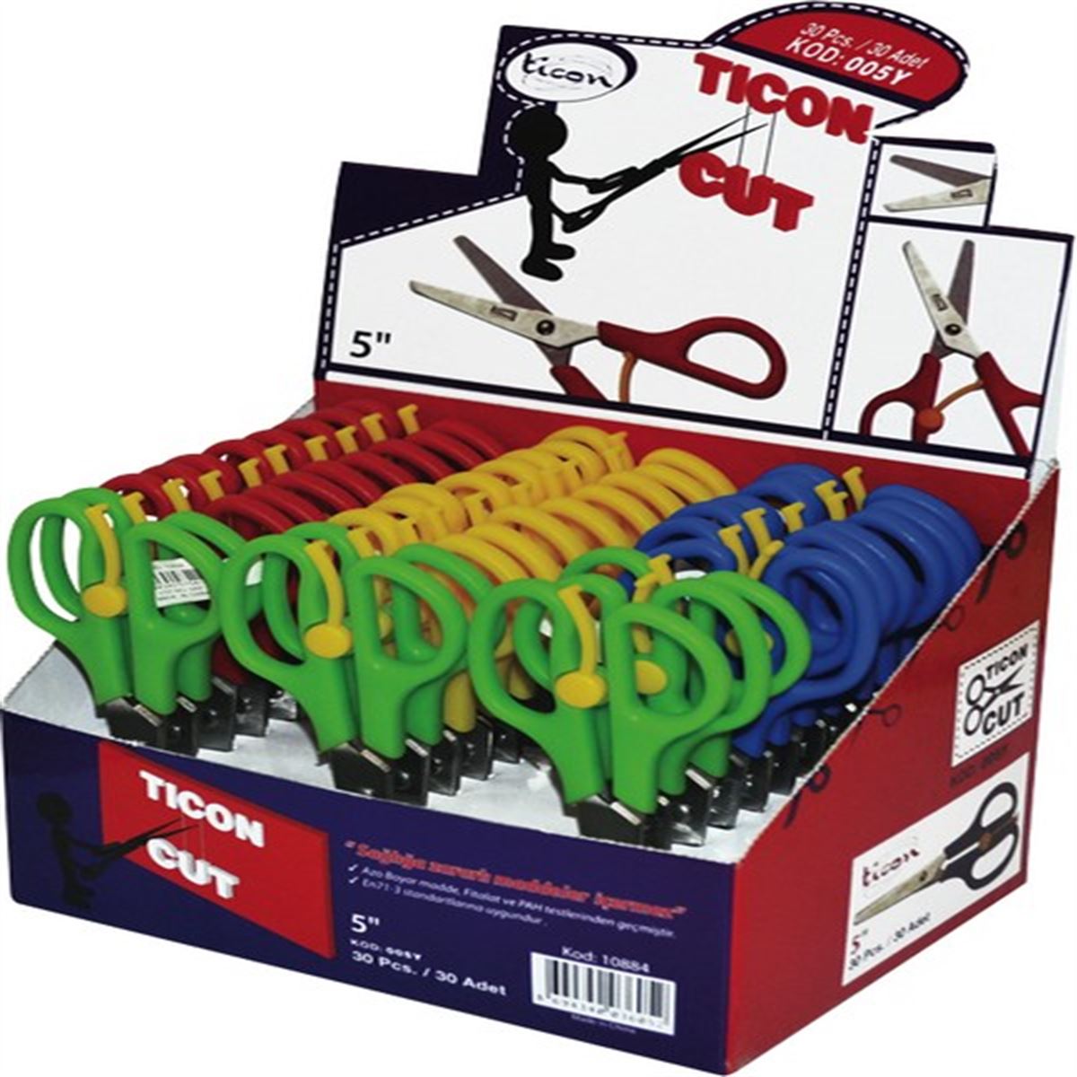 TİCON MAKAS OKUL TİPİ CETVELLİ YAYLI 30 LU 005Y 10884 1