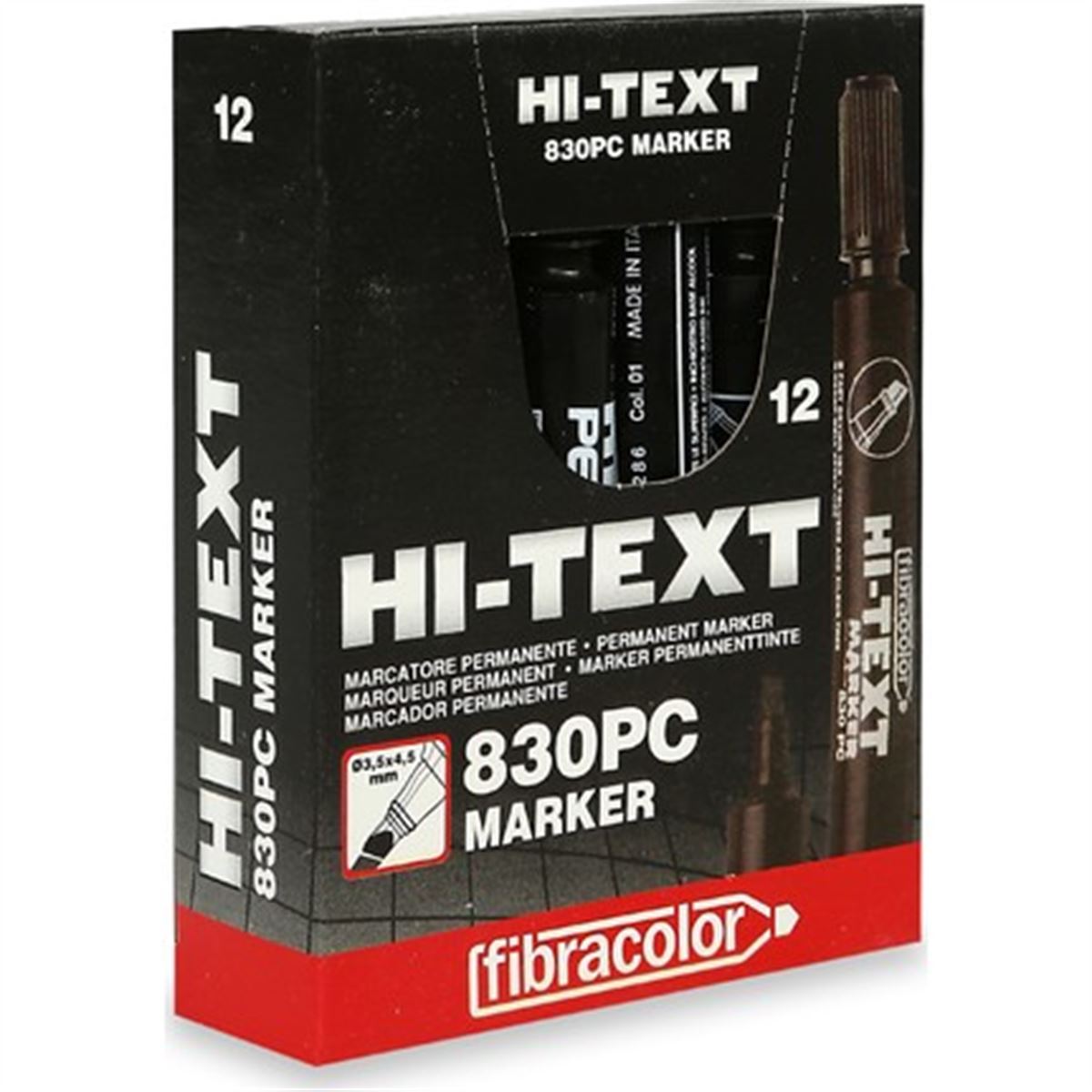 HI-TEXT MARKÖR KESİK UÇ 830-PC SİYAH 12 Lİ 1