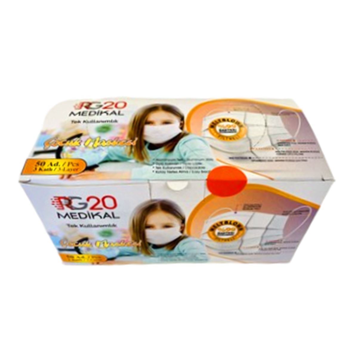 MEDİCAL ÇOCUK MASKESİ TELSİZ 3 KATLI 50 Lİ 1