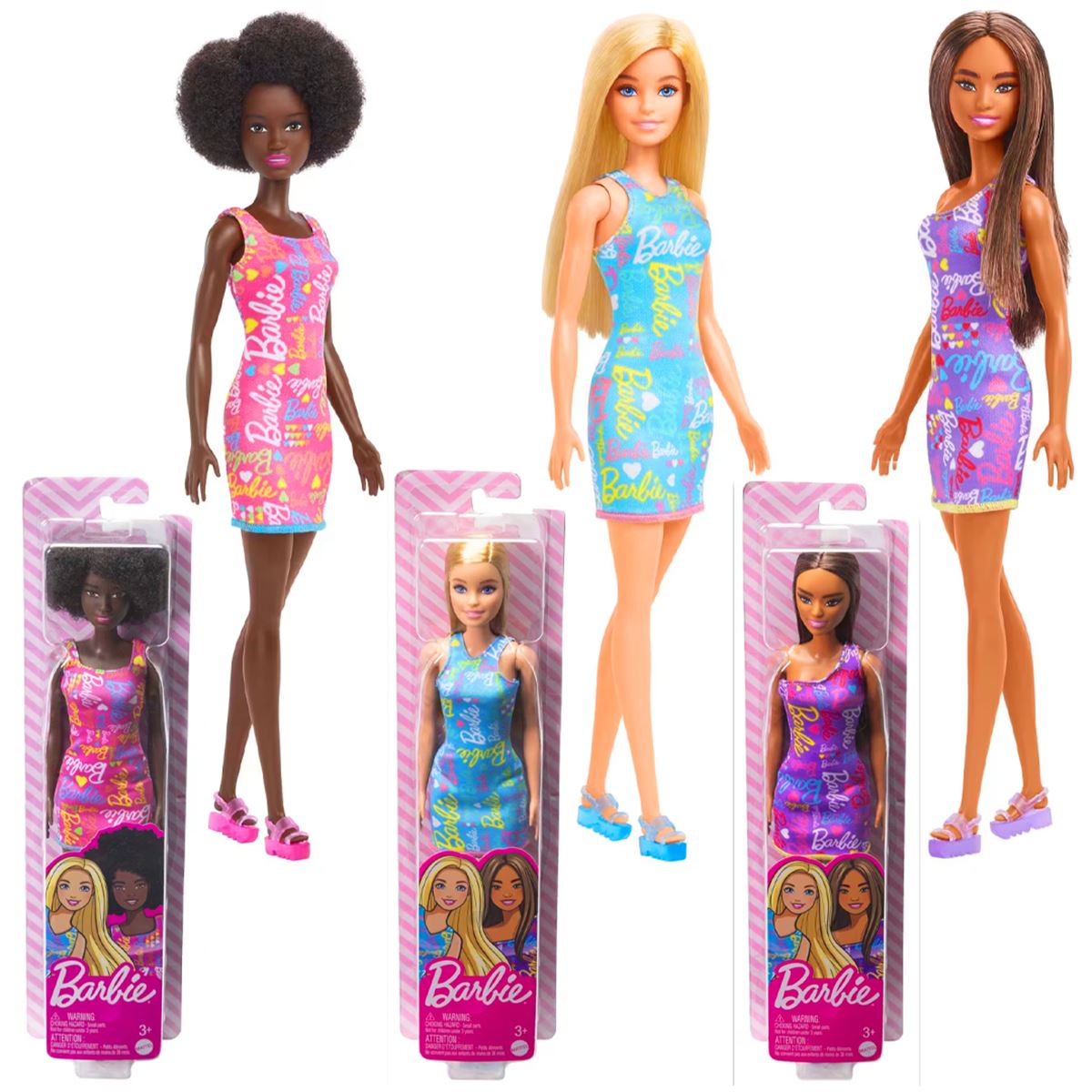 BARBİE GBK92 RENKLİ ELBİSELİ BEBEKLER 4 LÜ 3+ 1