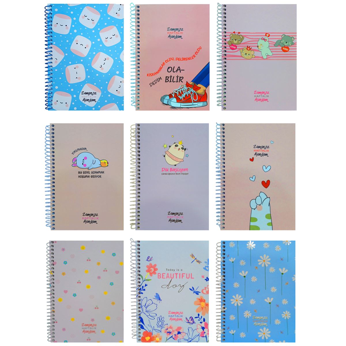 MCOLOR ZAMANSIZ AJANDA 17x24 SPİRALLİ SERT KAPAK HAFTALIK 1