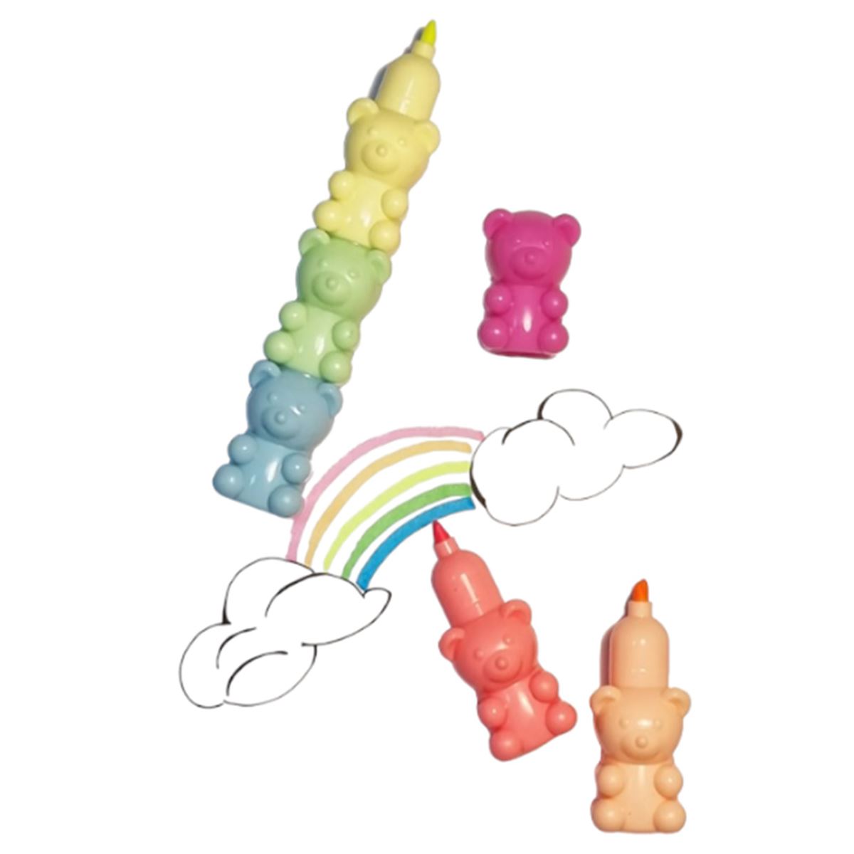 ONE METER SUNSHİNE GEÇMELİ FOSFORLU KALEM MD-093 AYICIK 6 RENK 1