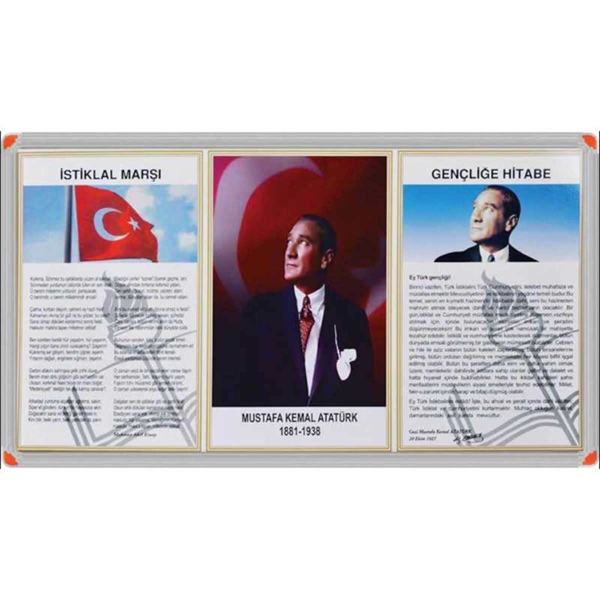 PANDA MİLLİ LEVHA 45x90 3 LÜ SET METAL ÇERÇEVE PAN419 1