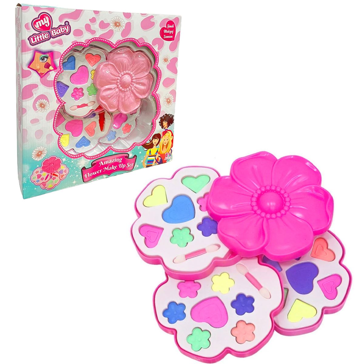MY LİTTLE BABY MAKYAJ SETİ PAPATYA KUTULU PEMBE ÜÇLÜ 6+ 1