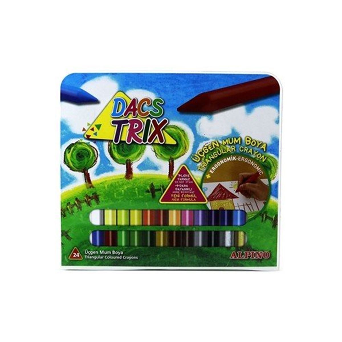 ALPİNO MUM BOYA DACSTRİCK ÜÇGEN 24 RENK DA-127 1