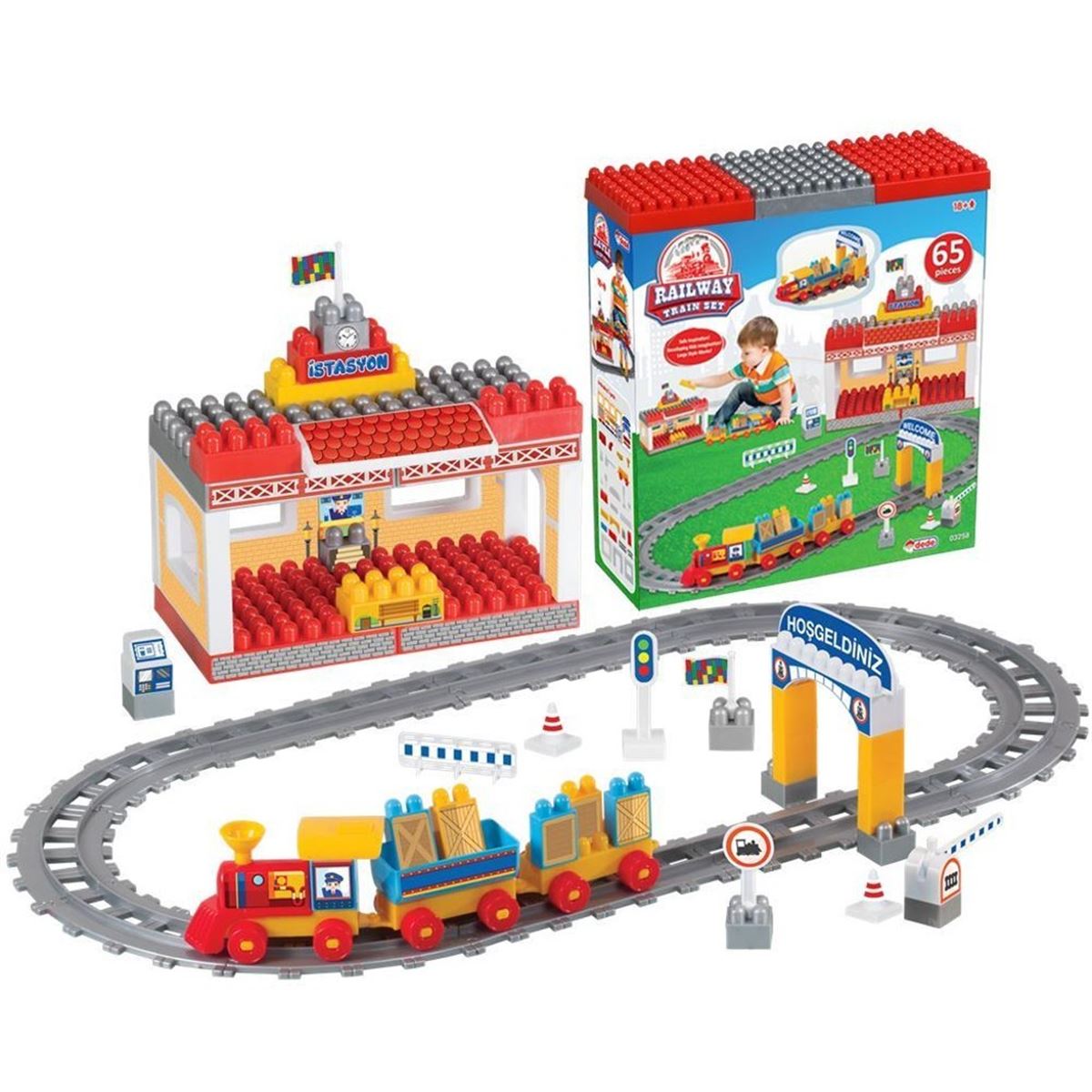 DEDE OYUNCAK 03258 LEGO RAYLI TREN SET 65 PARÇA 1