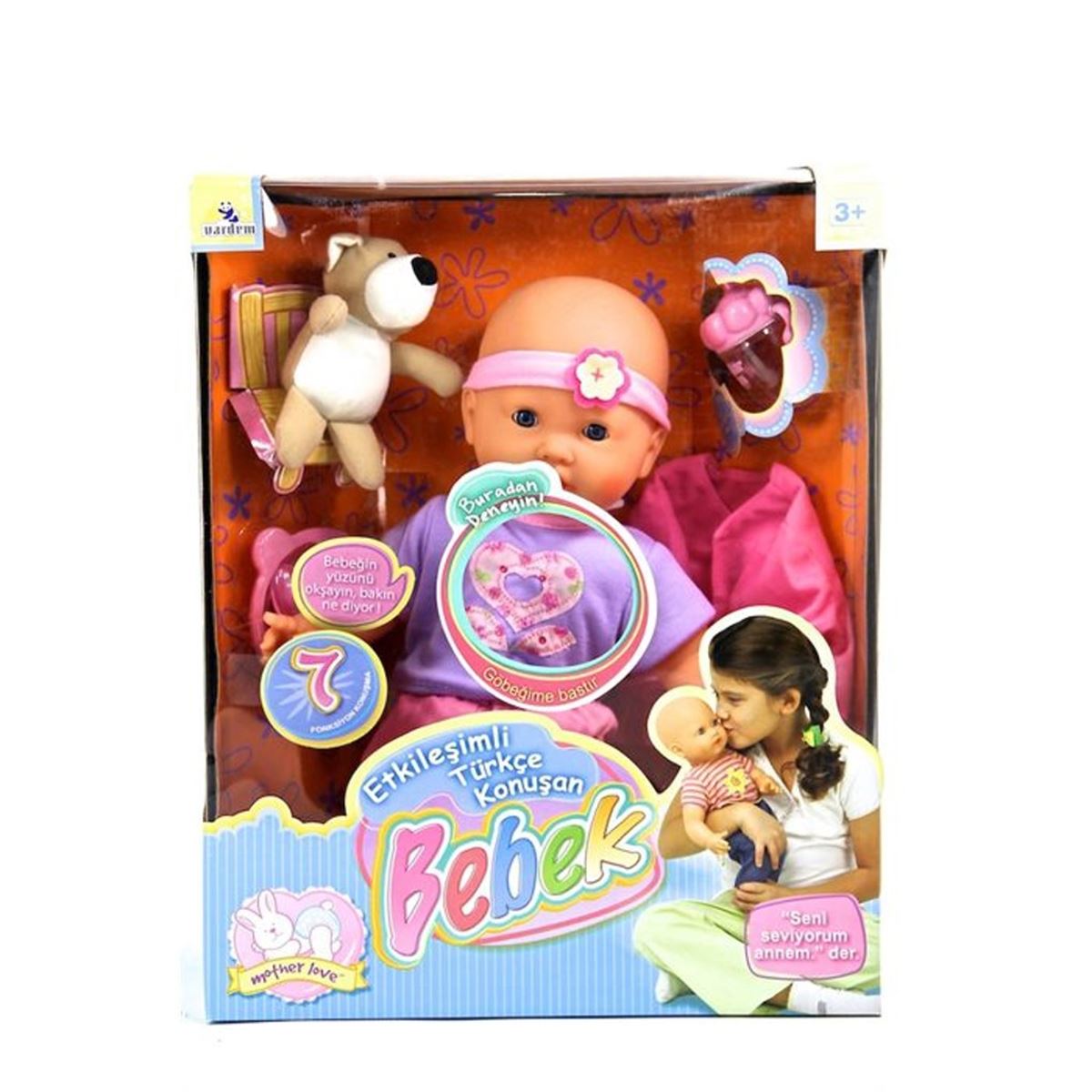 VARDEM OYUNCAK 1656 BEBEK AYICIKLI ETKİLEŞİMLİ TÜRKÇE KONUŞAN 41 CM. KUTULU 1