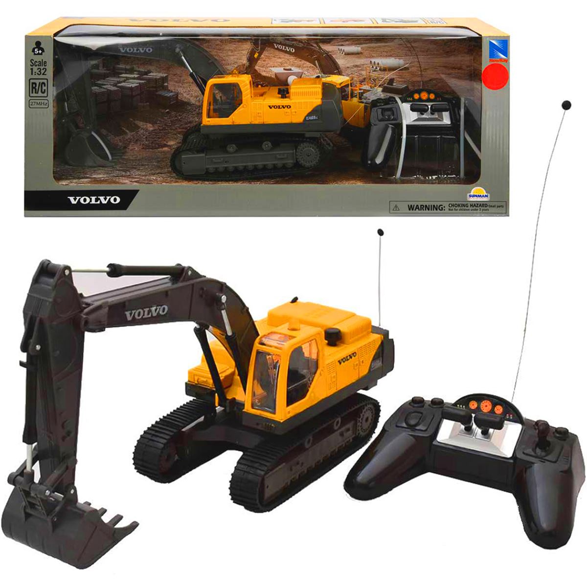 SUNMAN VOLVO KUMANDALI İŞ MAKİNESİ 8753 EKSKAVATÖR F/F R/C 27MHZ 1:32 5+ 1