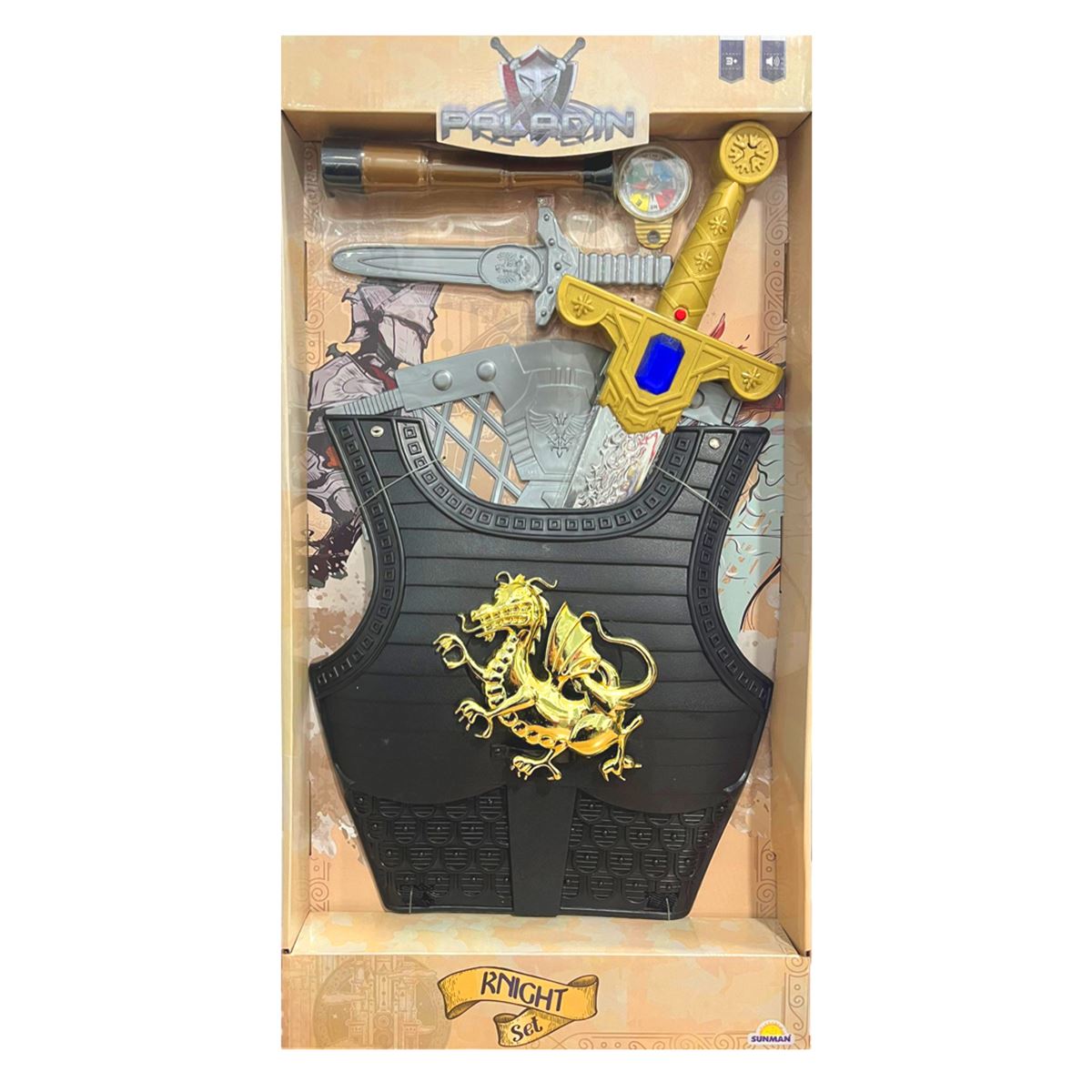 SUNMAN SÖVALYE SETİ 912-9 KILIÇ-BALTA-ZIRH-DÜRBÜN-PUSULA SESLİ 3+ 1