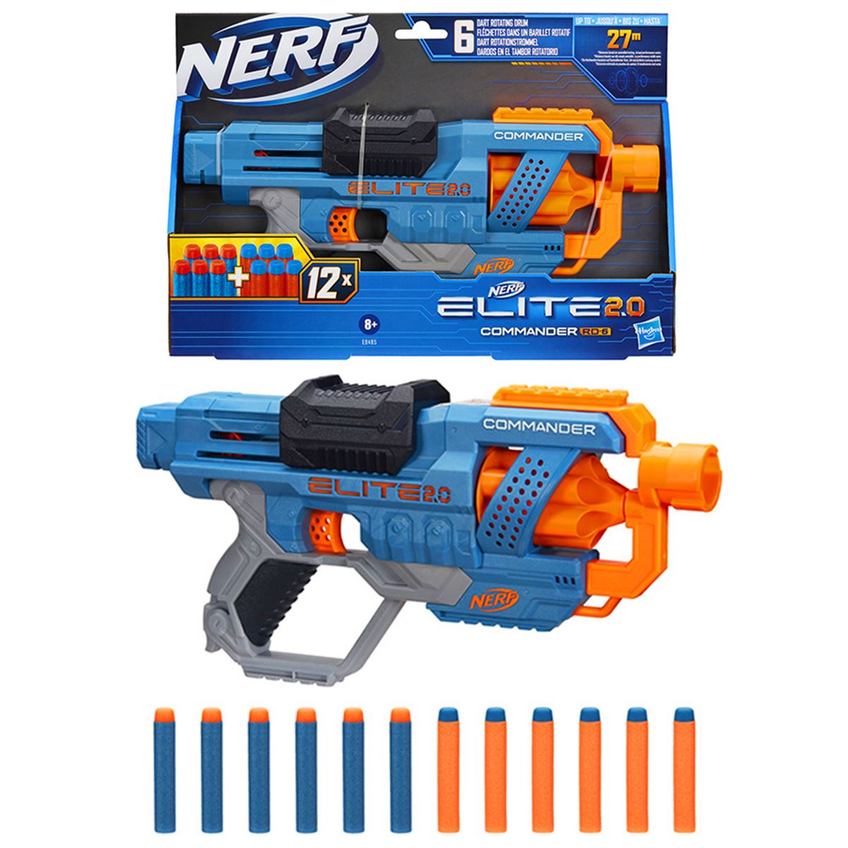 HASBRO NERF ELİTE 2.0 SÜNGER TABANCASI E9485 COMMANDER 12 MERMİ 8+ 1
