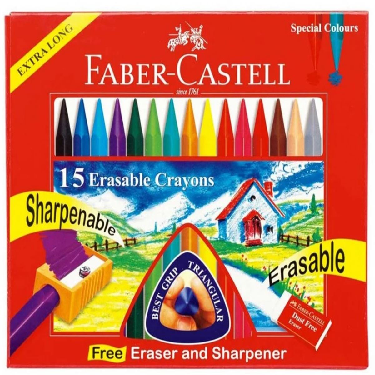 FABER PASTEL BOYA WAX CRAYON 15 RENK 122715 SİLİNEBİLİR 1