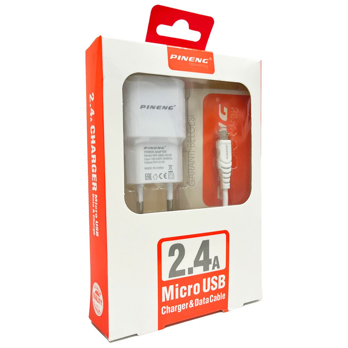 PİNENG ŞARJ ADAPTÖRÜ PN-536 MİCRO USB BEYAZ 2.4A 1