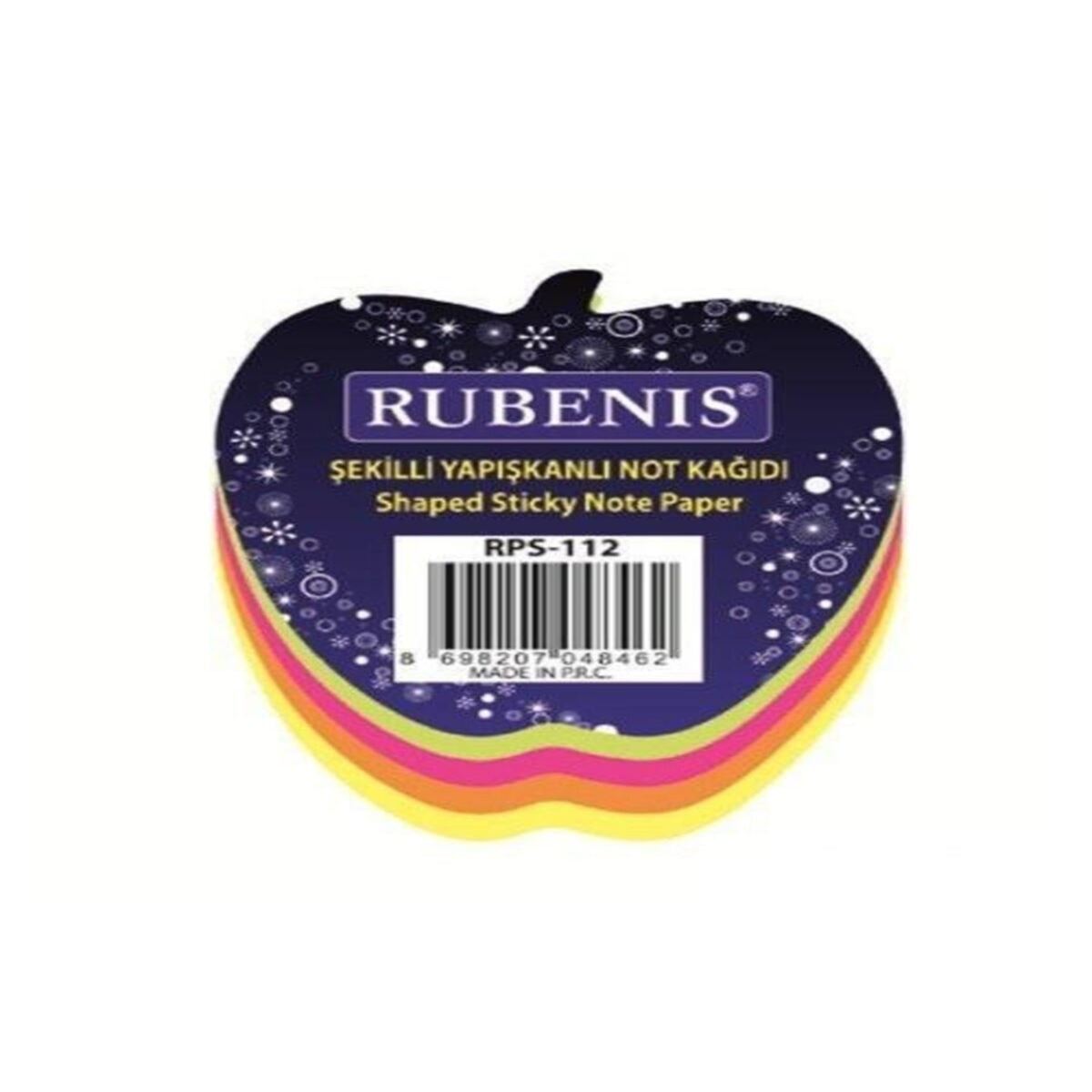 RUBENİS YAPIŞKANLI NOTLUK RPS-112 ELMA DESENLİ FOSFORLU 1