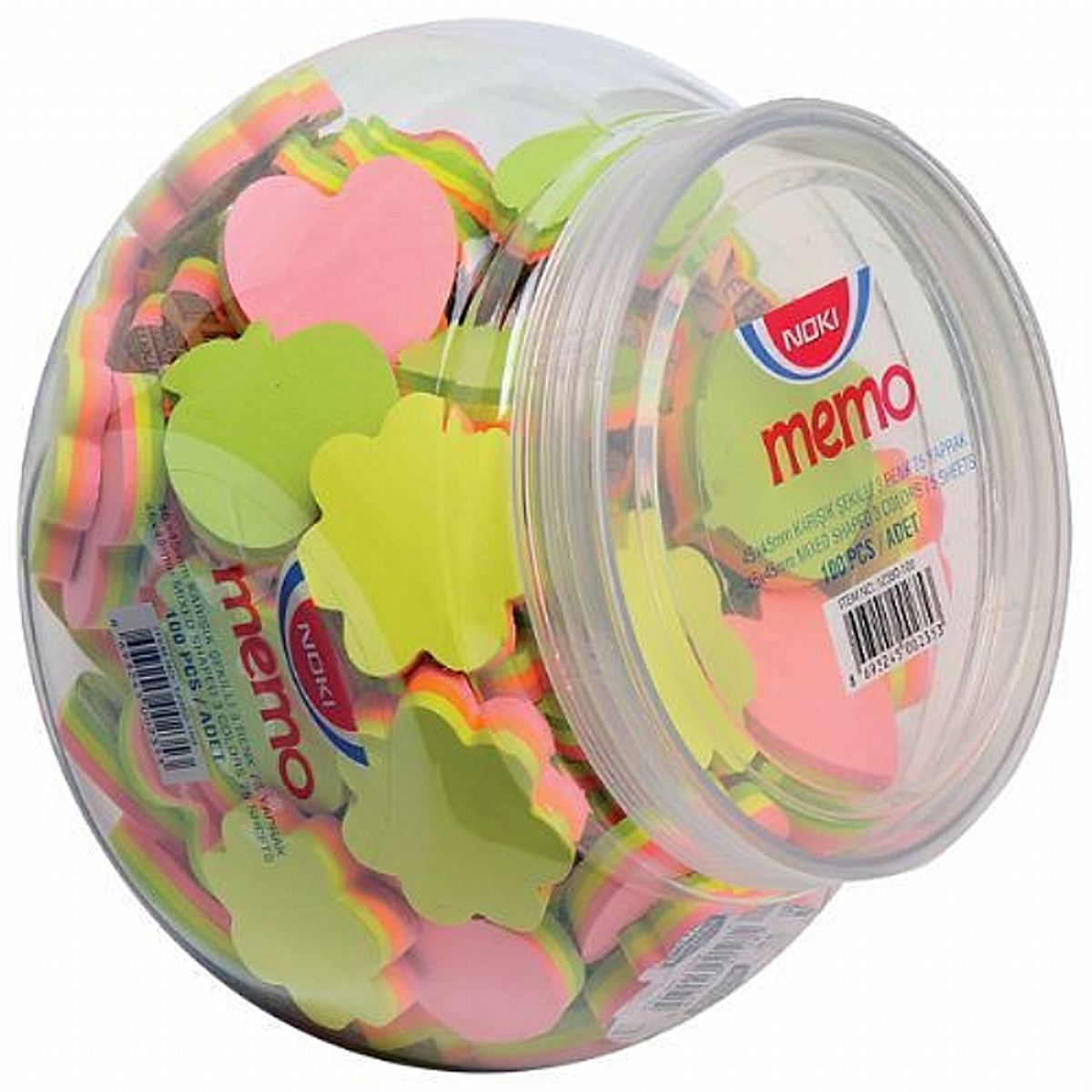 NOKİ YAPIŞKANLI NOT KAĞIDI 45x45 ŞEKİLLİ 3 RENK 75 YP 100 LÜ KAVANOZ 12350-100 1