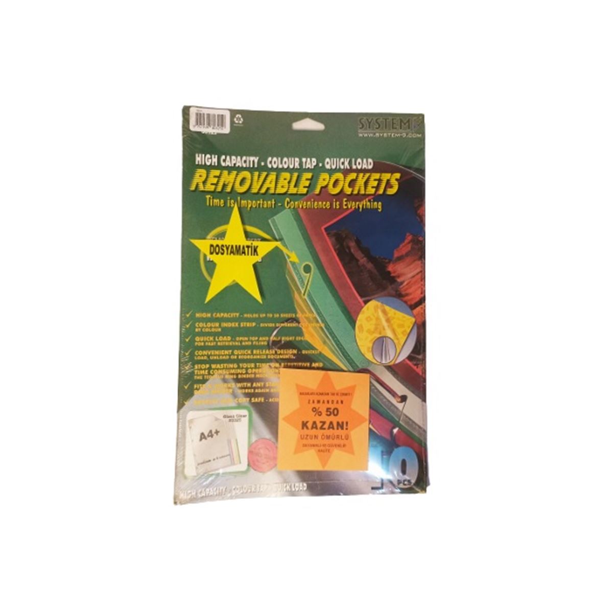SYSTEM CEPLİ DOSYA A4 RENKLİ 10 LU DOSYAMATİK 1