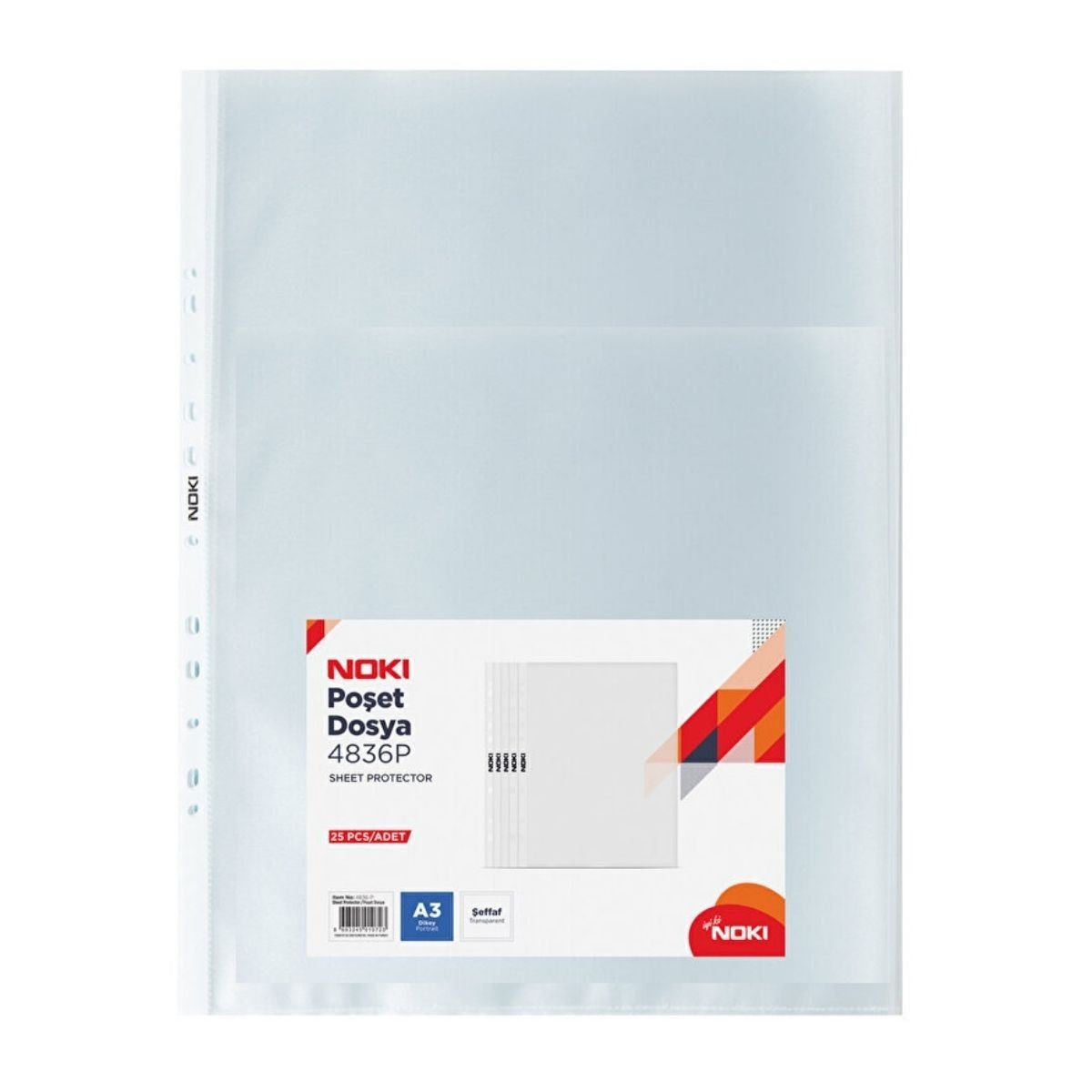 NOKİ POŞET DOSYA A3 DİKEY 25 Lİ 4836-P 1