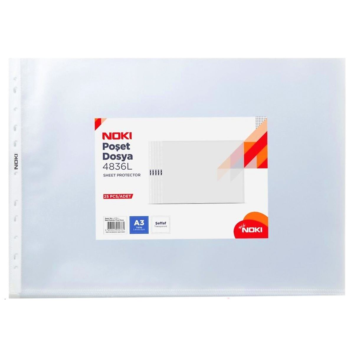 NOKİ POŞET DOSYA A3 YATAY 25 Lİ 4836-L 1