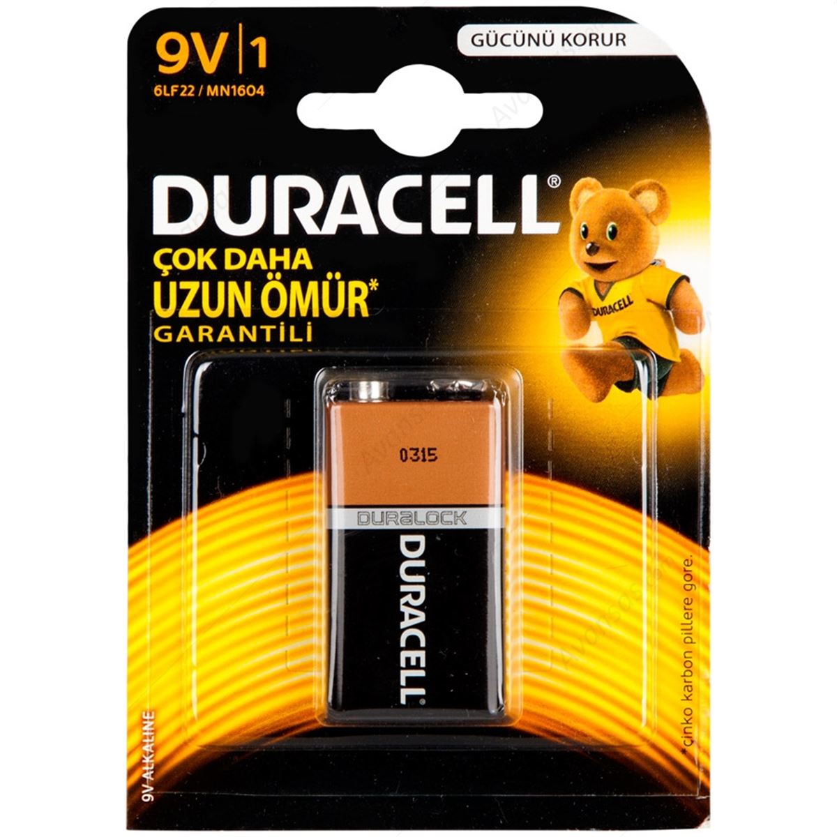 DURACELL PİL 9 VOLT TEKLİ 6LR61 - MN1604 1