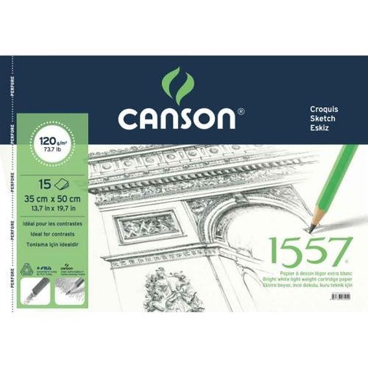 CANSON RESİM DEFTERİ 35x50 SPİRALLİ 120 GR 15 YP 120153550 1