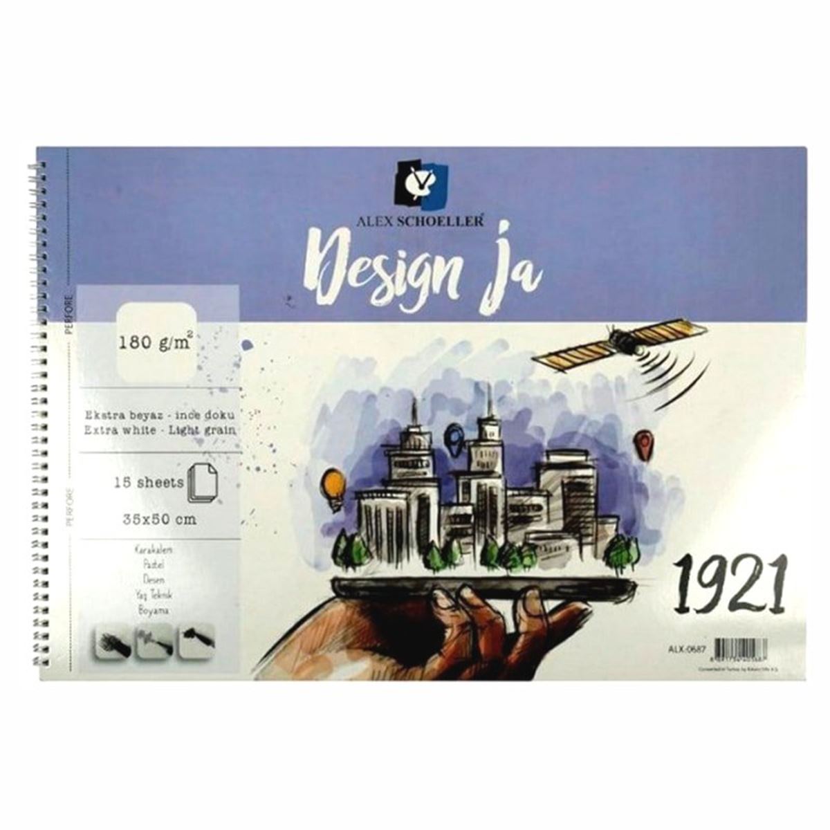ALEX SCHOELLER RESİM DEFTERİ SPİRALLİ 35x50 180 GR.15 YP. ALX-0687 1