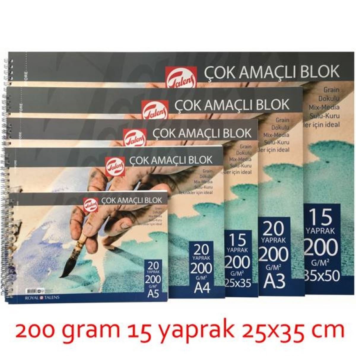 TALENS RESİM DEFTERİ KARTON KAPAK SPİRALLİ 35x50 200 GR 15 YP T200355015 1