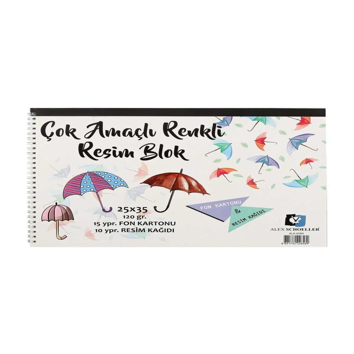 ALEX RESİM BLOK SPİRALLİ 25x35 120 GR ÇOK AMAÇLI 25 YP ALX-0589 1