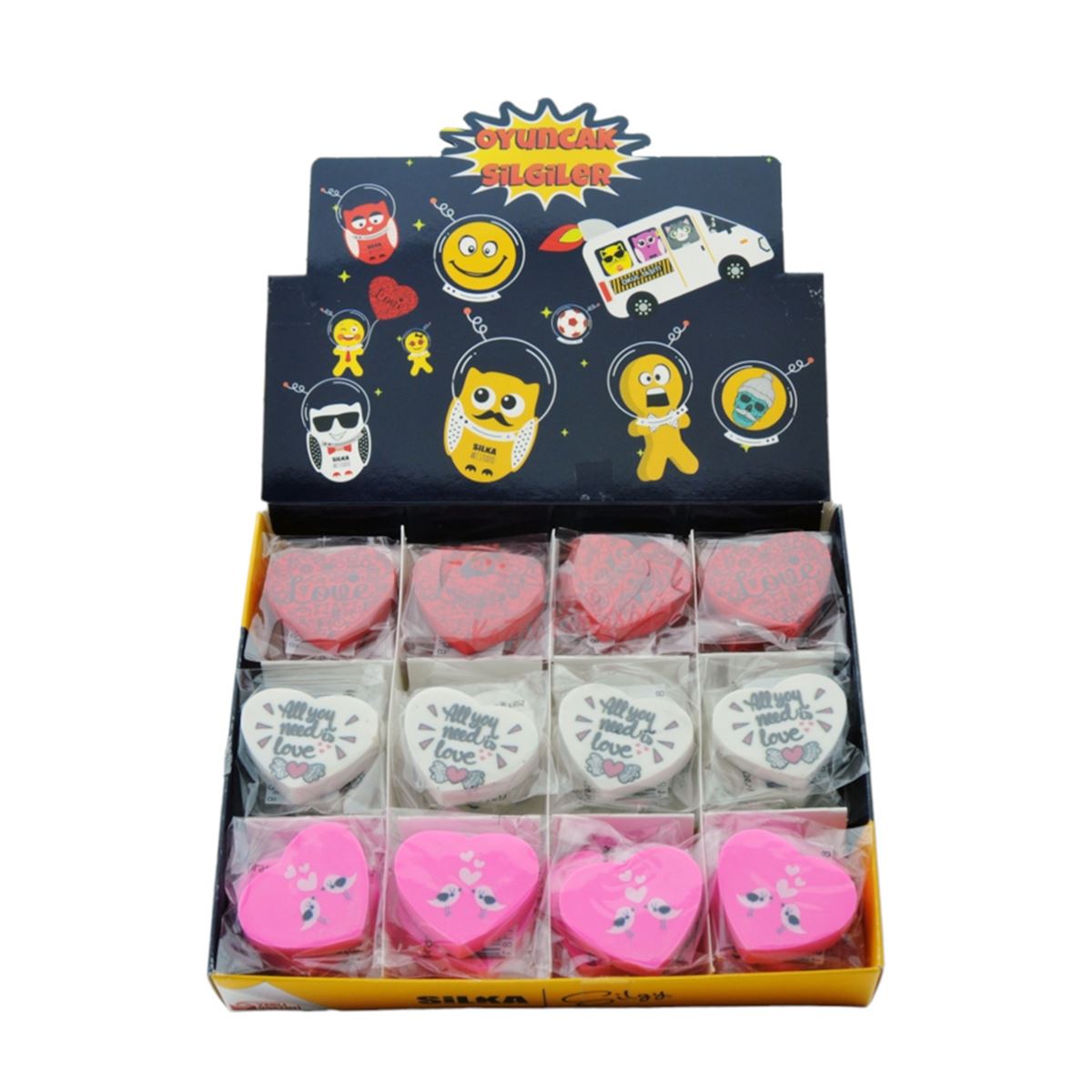 SİLKA SİLGİ KALPLİ RENKLİ 36 LI ART54 1