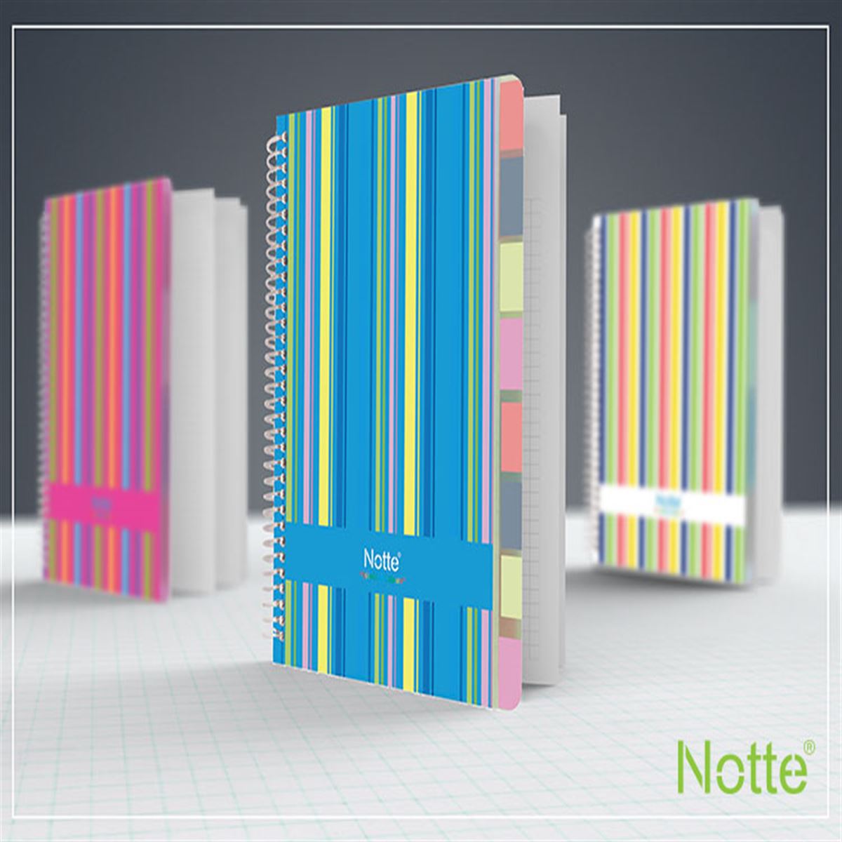 NOTTE A6 PP KAPAK SPİRALLİ DEFTER İNDEX 150 YP KARELİ 62-202 1