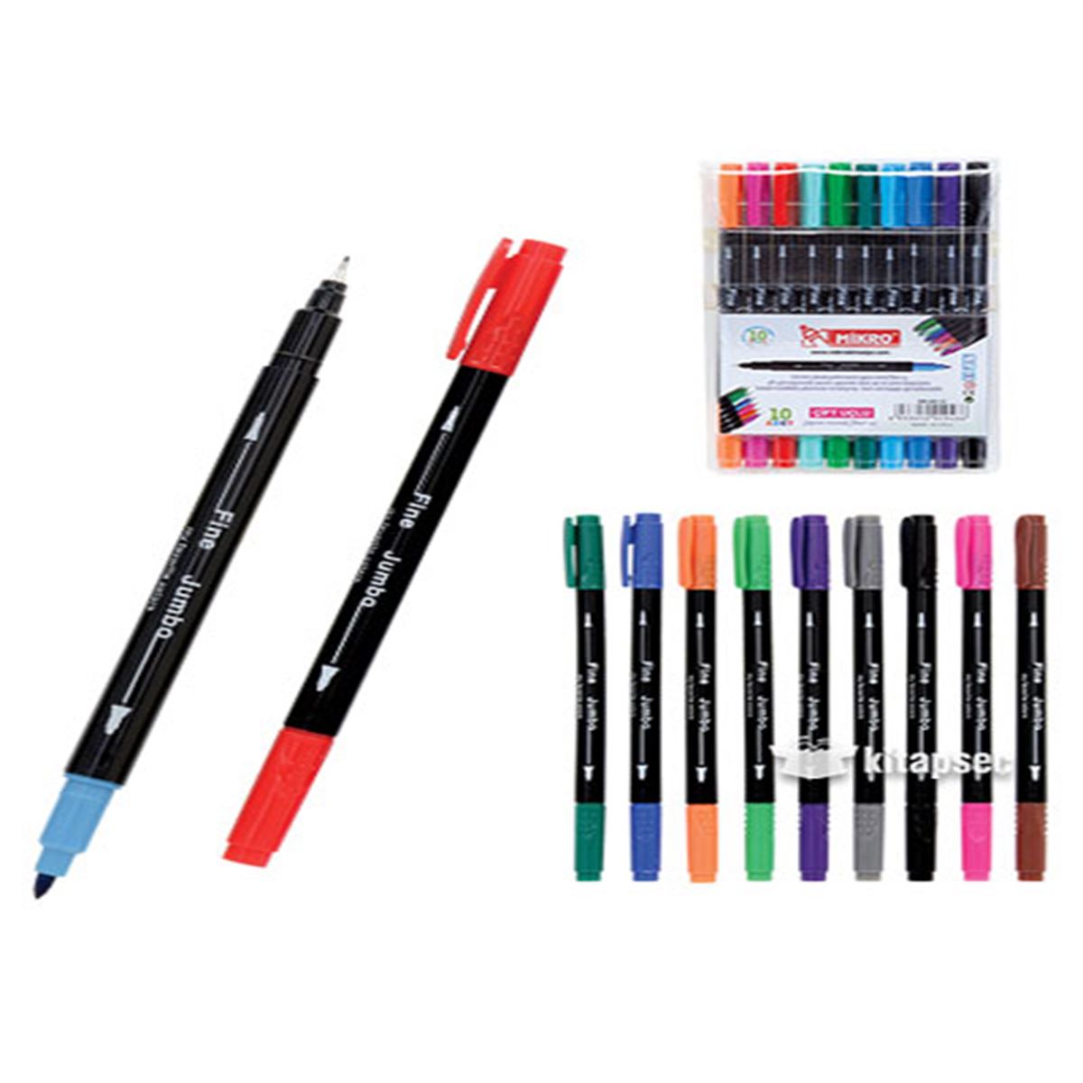 MİKRO FİNELİNER KALEM ZW-293-10 ÇİFT TARAFLI 10 LU 1