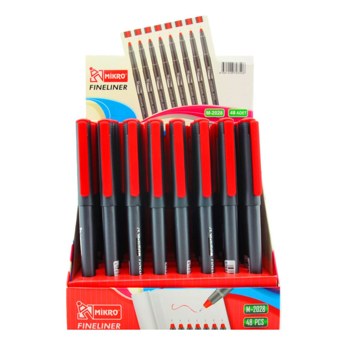 MİKRO FİNELİNER KALEM M-2028K KIRMIZI KUTULU 48 Lİ 1