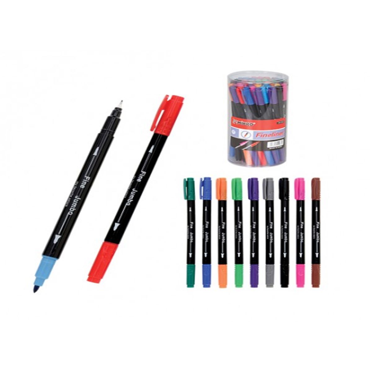 MİKRO FİNELİNER KALEM ÇİFT TARAFLI KAVANOZ 48 Lİ ZW-293-48 1