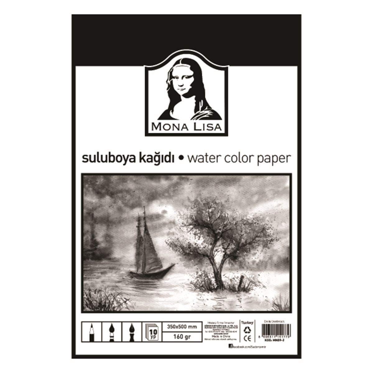 MONALİSA SULUBOYA KAĞIDI 35x50 160 GR 10 LU MN09-2 1
