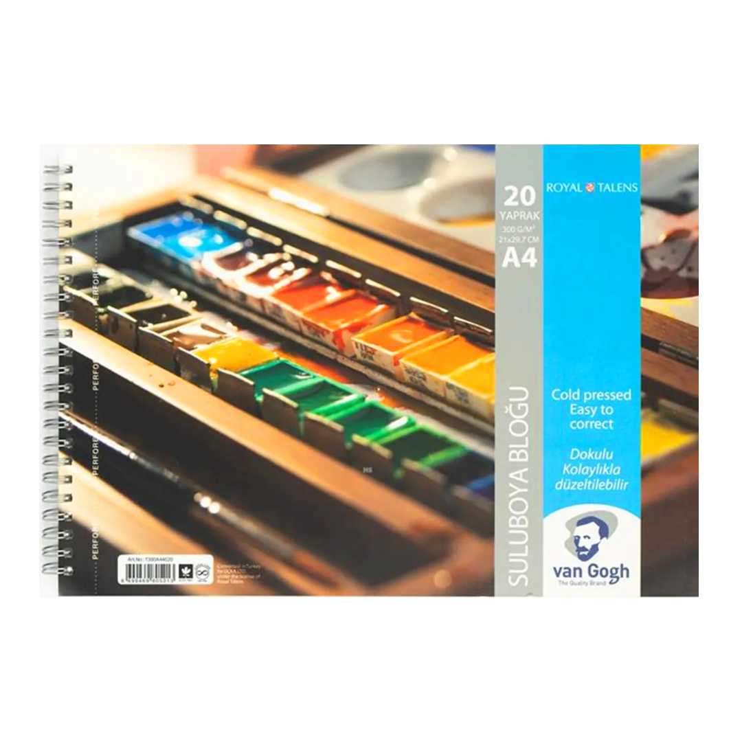 VAN GOGH SULUBOYA RESİM DEFTERİ KARTON KAPAK SPİRALLİ A4 300 GR 20 YP T300A44020 1