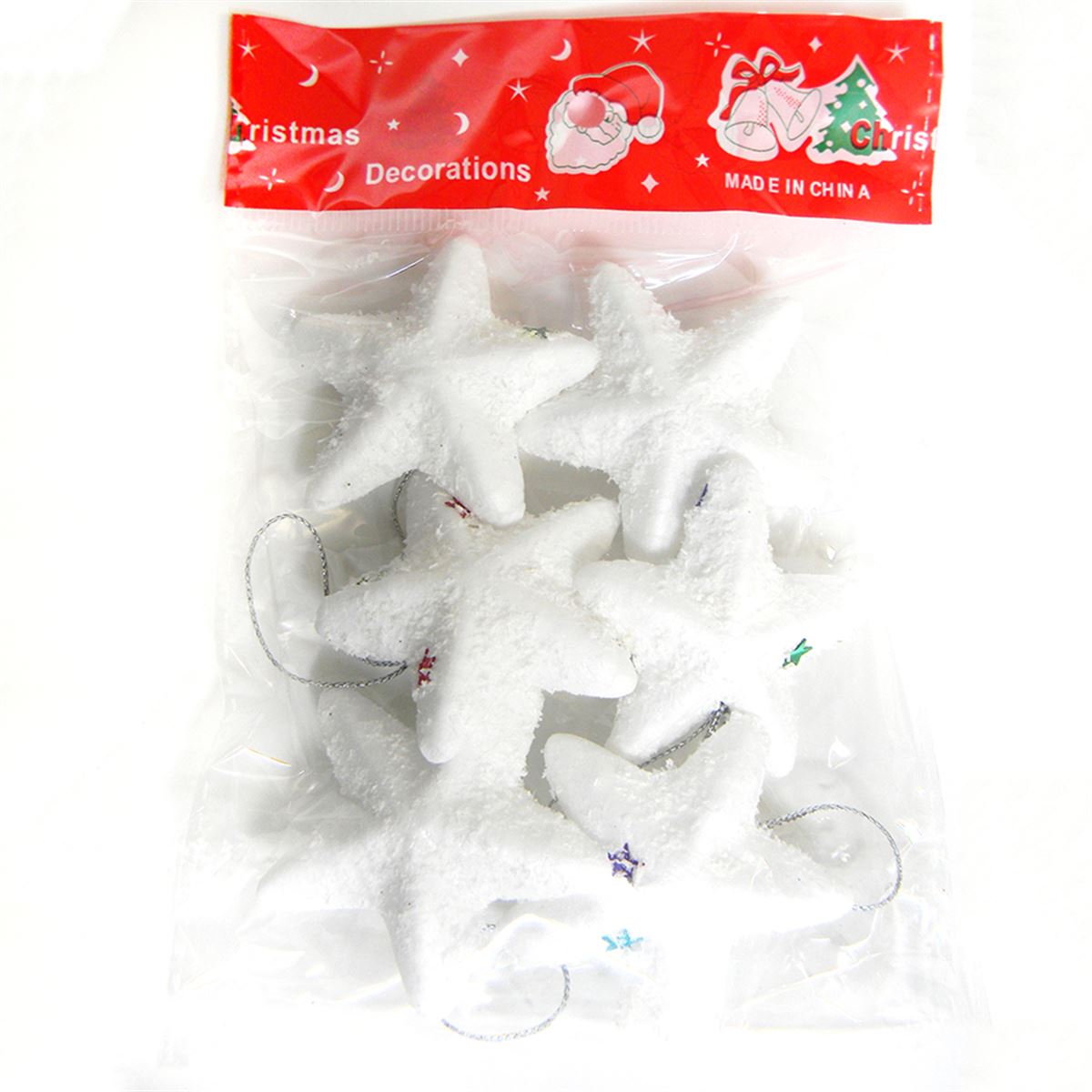 YILBAŞI SÜSÜ 2130 BEYAZ KÖPÜK YILDIZ KÜÇÜK 6 LI 1