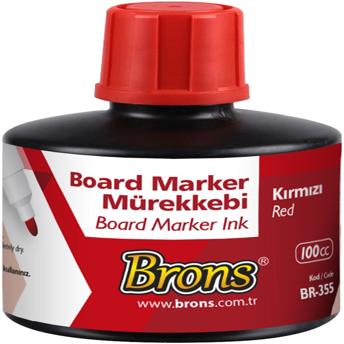 BRONS TAHTA KALEM MÜREKKEBİ 100 ML KIRMIZI BR-355 1