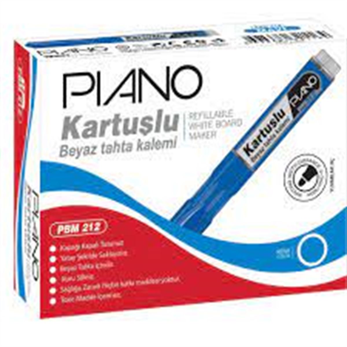 PİANO TAHTA KALEMİ MAVİ KARTUŞLU 12 Lİ PBM-212 1