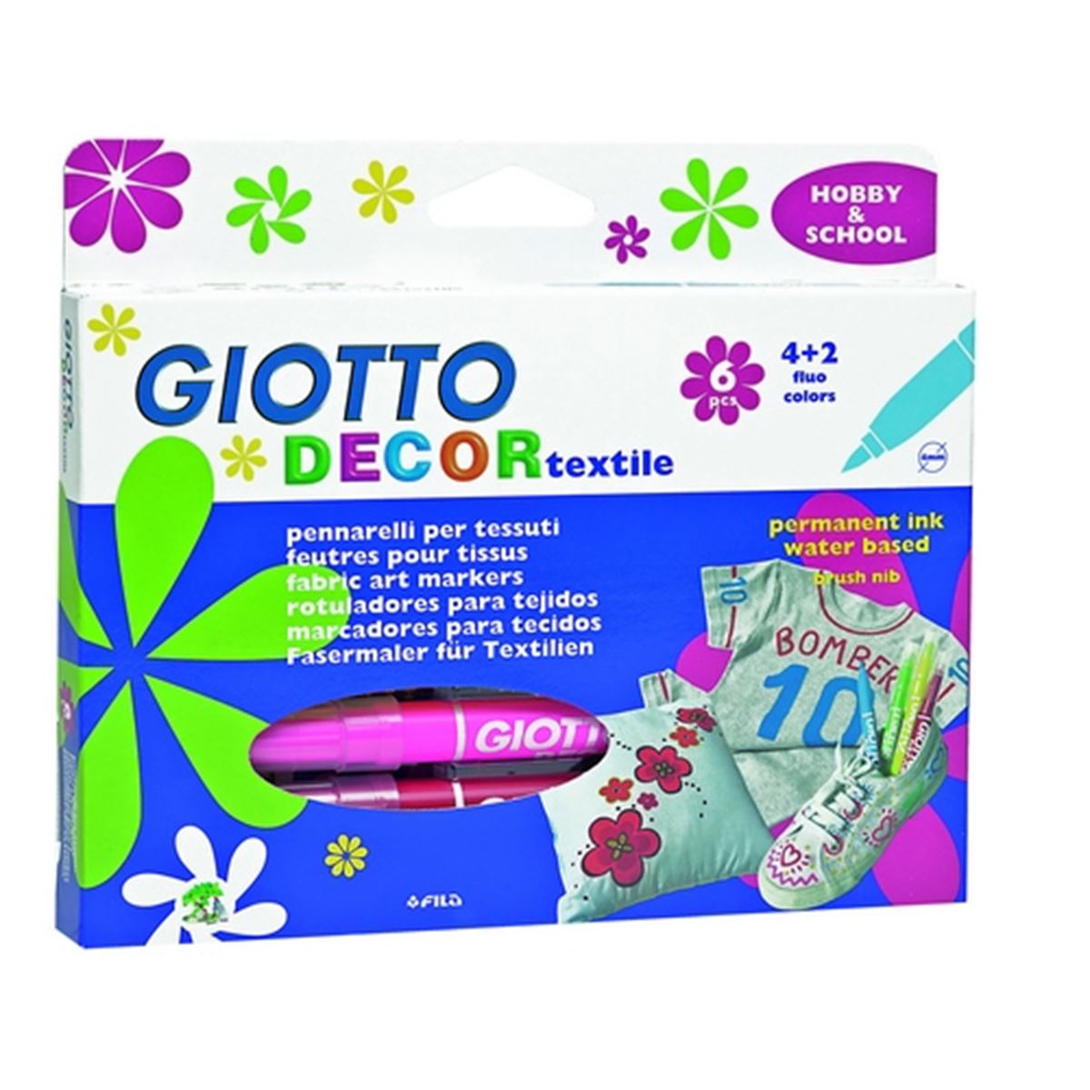 GIOTTO MARKÖR 494800 DEKOR BOYASI TEKSTİL 6 LI 1