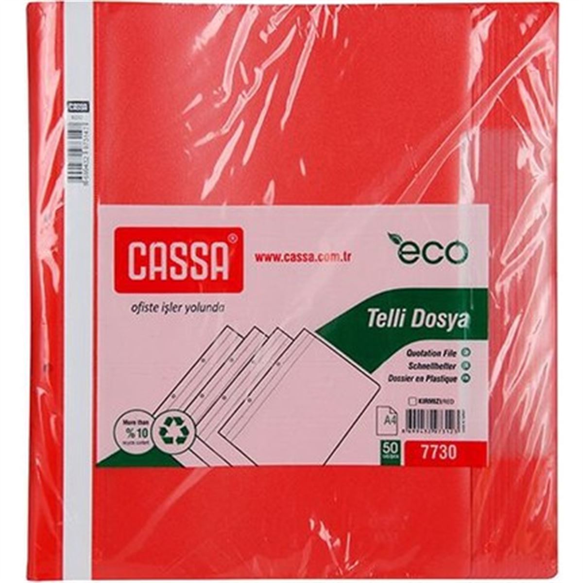 CASSA TELLİ DOSYA ECO KIRMIZI 50 LI 7730 1