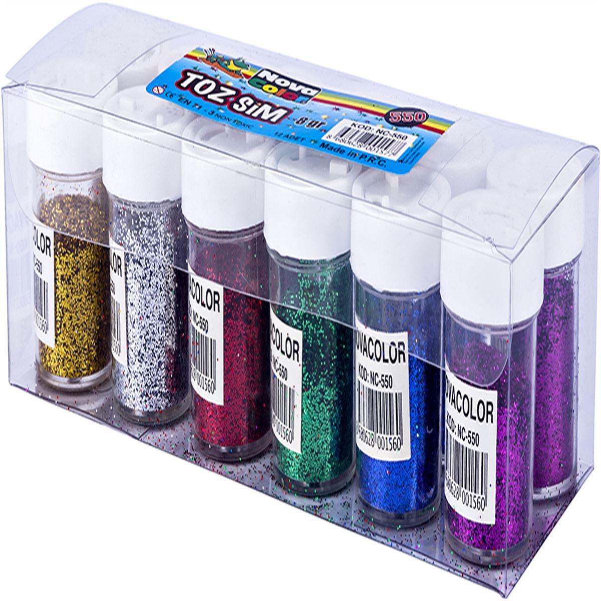 NOVA COLOR TOZ SİM KARIŞIK 8 GR TUZLUK 12 Lİ NC-550 1