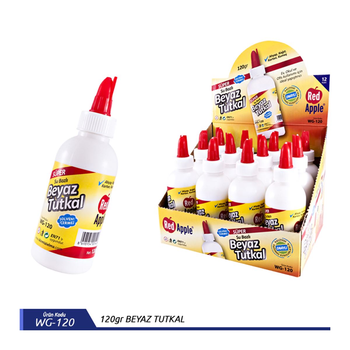 RED APPLE TUTKAL WG-120 BEYAZ SOLVENTSİZ 120 GR. 12 Lİ 1