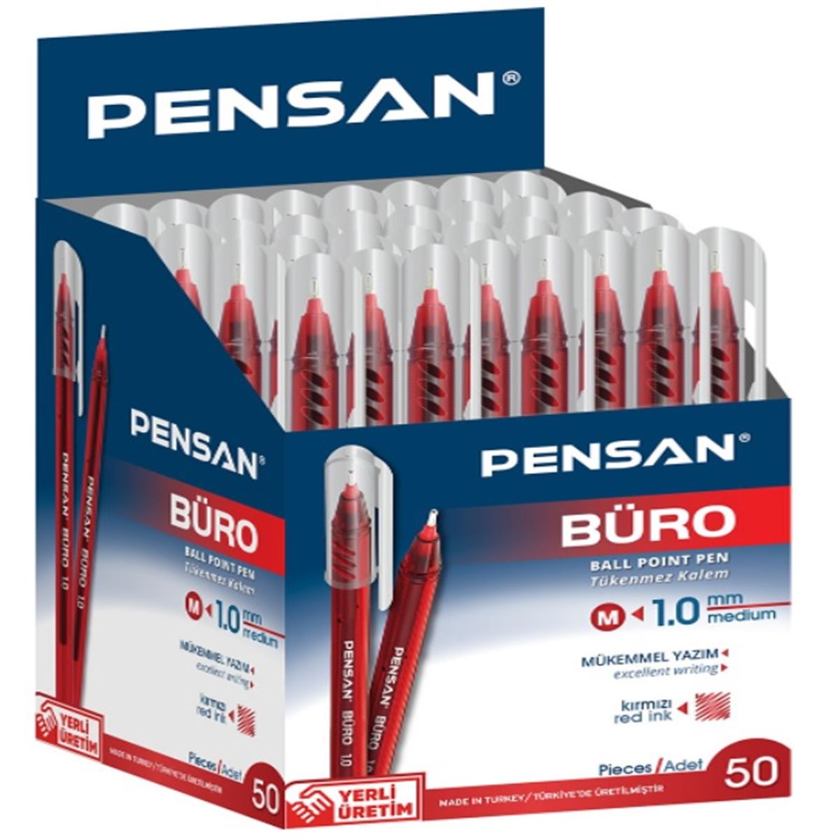 PENSAN TÜKENMEZ KALEM BALLPOİNT 1.0 KIRMIZI 50 Lİ 2270 1