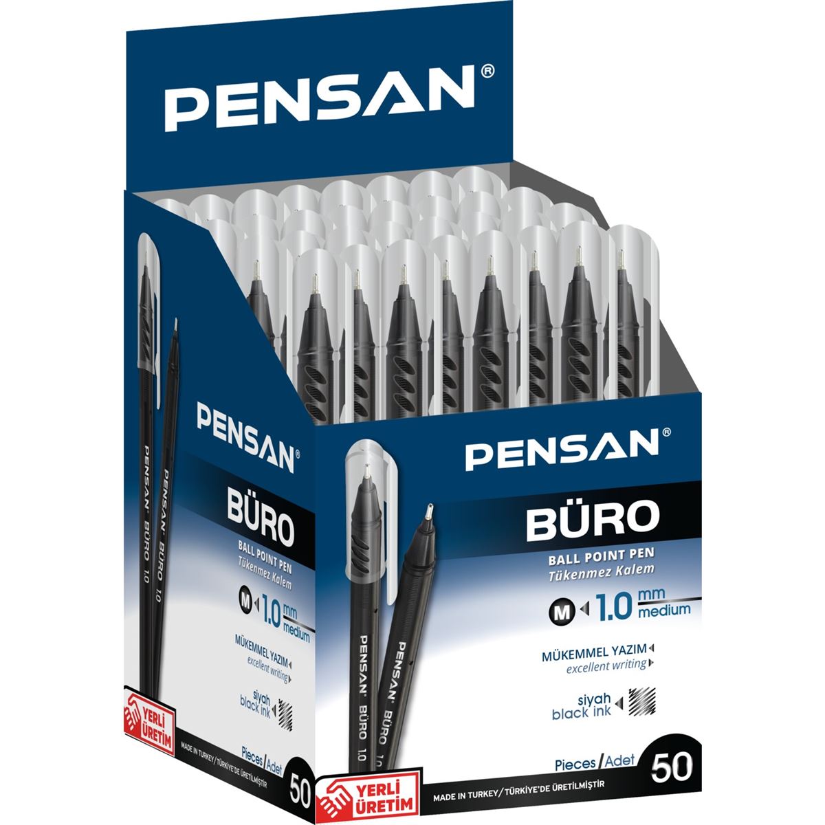 PENSAN TÜKENMEZ KALEM BALLPOİNT 1.0 SİYAH 50 Lİ 2270 1