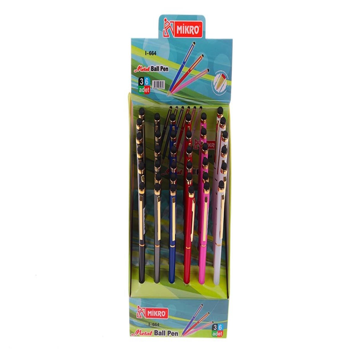 MİKRO TÜKENMEZ KALEM METAL BALL PEN MAVİ 36 LI I-664 1